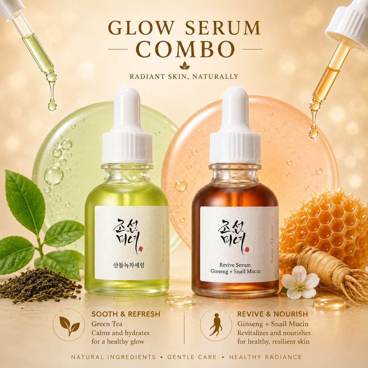 Beauty of Joseon Glow Serum Korean Serum for Acne-Prone Skin (30 ml).Pack Of 2 (G+O)