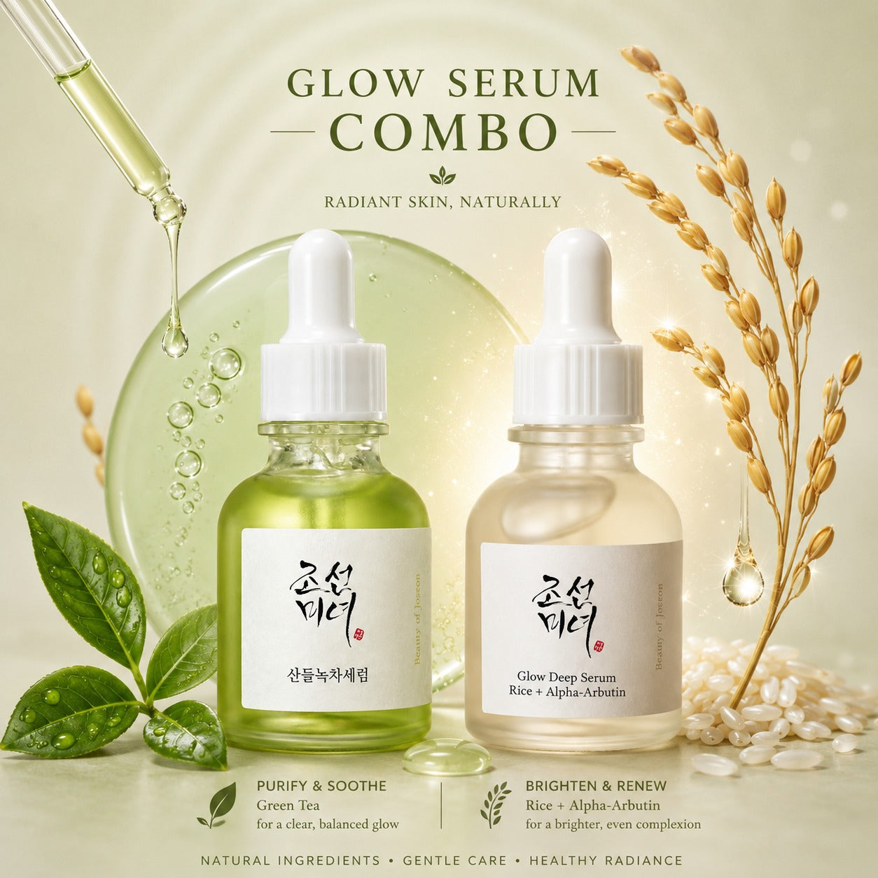 Beauty of Joseon Glow Serum Korean Serum for Acne-Prone Skin (30 ml).Pack Of 2 (G+W)